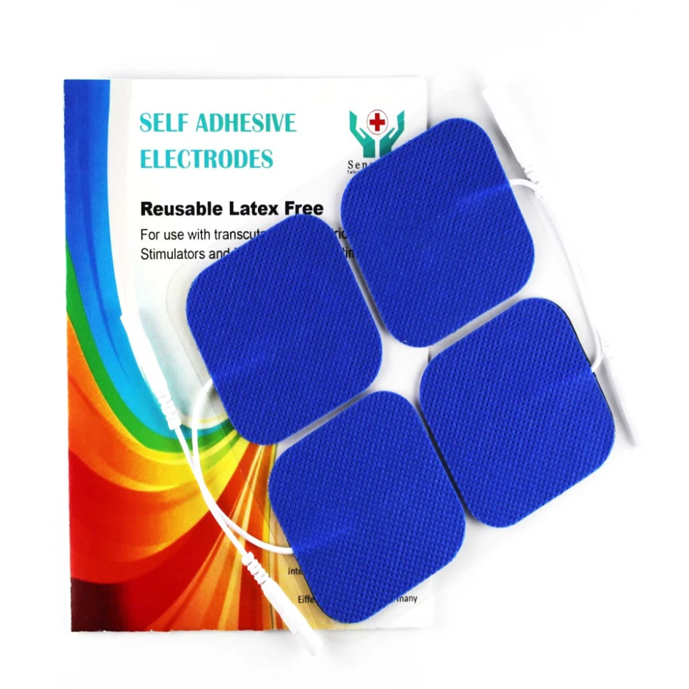 8 Electrodos Tens Pads Parches Cuadrados 5x5 Cola De Ratón Azul